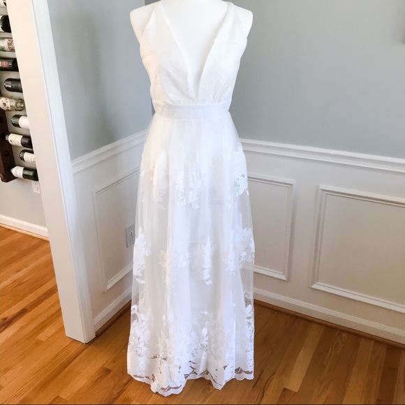 reserved - KCGUZZ24 White Lace Backless Maxi Dress - Picture 3 of 6